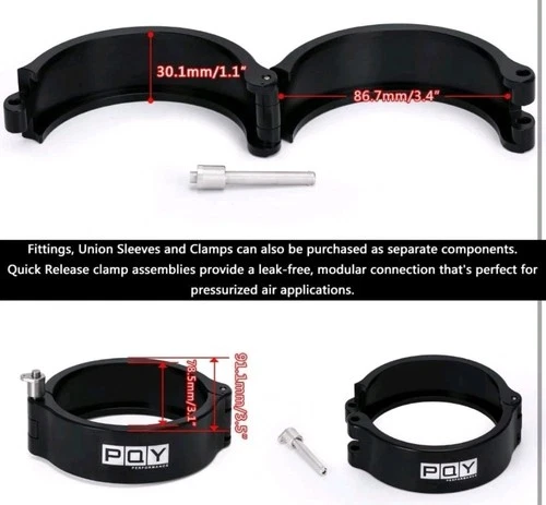 3'' 76mm Aluminum HD Intake V-Band Clamp Flange Intercooler Pipe - photo 3