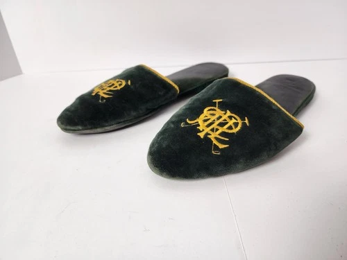 Polo Ralph Lauren Pine Green Velvet Slippers Womans 8 - photo 3
