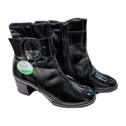 Paul Green Panache Buckle Boot Black Crinkled Women's US 6