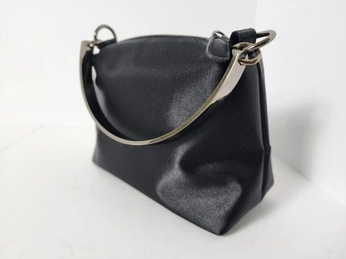 Vintage 80's Lord & Taylor Black Satin Evening Bag Purse - photo 3