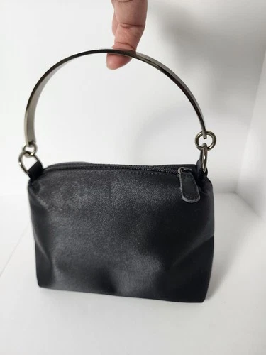 Vintage 80's Lord & Taylor Black Satin Evening Bag Purse - photo 5