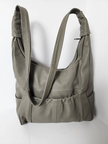 Large Grey Pebbled Leather Hobo Bag - Handmade in Mexico - photo 2