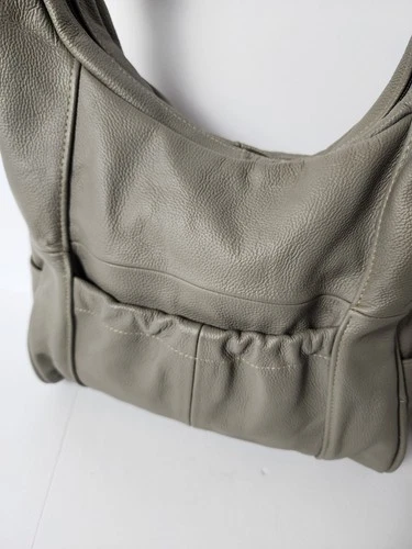 Large Grey Pebbled Leather Hobo Bag - Handmade in Mexico - photo 4