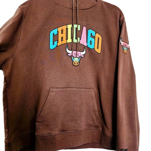 Chicago Bulls Hoodie Pro Standard NBA Washed Neon~ 2X~Brown~ Pul - photo 3