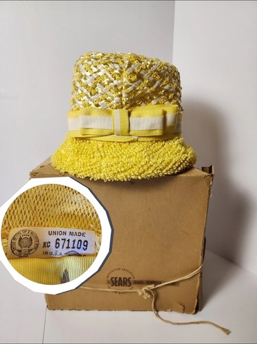 Vintage 1960s Sears Straw Hat w/ Original Box