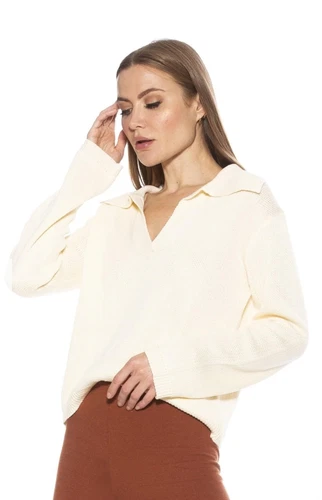 Evander Sweater M - Ivory Knit V-Neck - photo 2