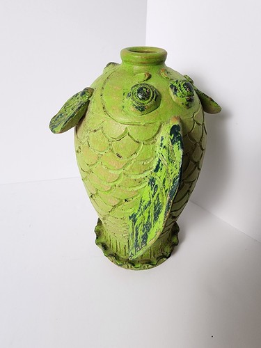 1960's Vintage Lime Green Ceramic Fish Pitcher