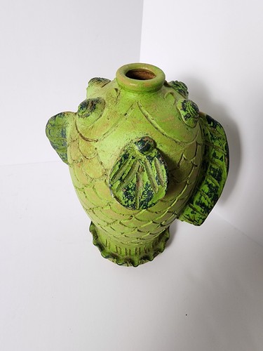 1960's Vintage Lime Green Ceramic Fish Pitcher - photo 4