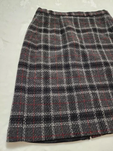 Vintage Casual Corner Plaid Wool Blend Midi Pencil Skirt Gray Si - photo 2