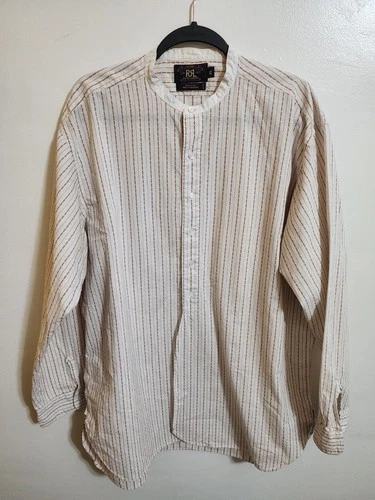 Vintage Ralph Lauren Double RRL Mandarin Collar Striped Tunic Sh - photo 2