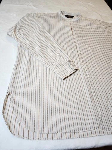 Vintage Ralph Lauren Double RRL Mandarin Collar Striped Tunic Sh - photo 3