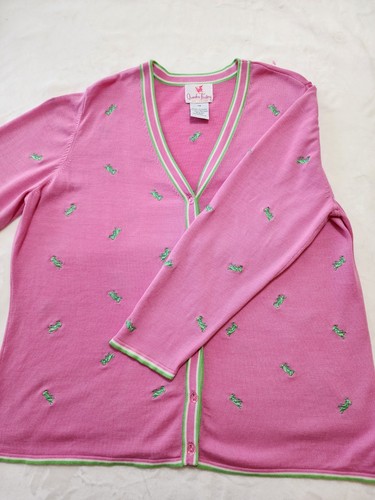 Quacker Factory Silk Blend Cardigan 1X - Pink & Green Cricket Kn - photo 2