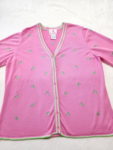 Quacker Factory Silk Blend Cardigan 1X - Pink & Green Cricket Kn - photo 4