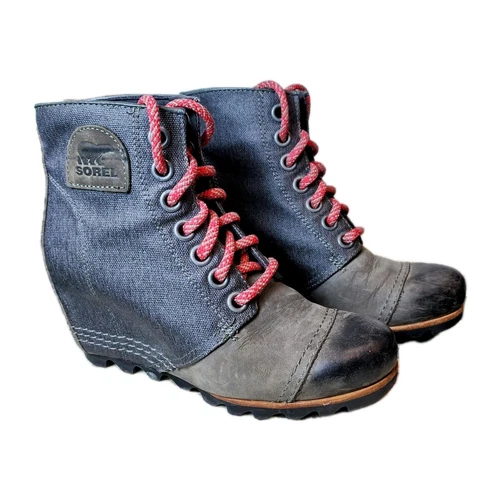 Sorel PDX Leather Wedge Boots Size 5.5 Ankle Gray Boots~ MSRP $1