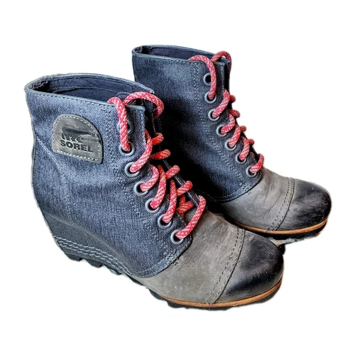 Sorel PDX Leather Wedge Boots Size 5.5 Ankle Gray Boots~ MSRP $1 - photo 2