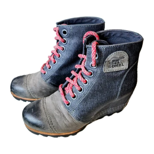 Sorel PDX Leather Wedge Boots Size 5.5 Ankle Gray Boots~ MSRP $1 - photo 3