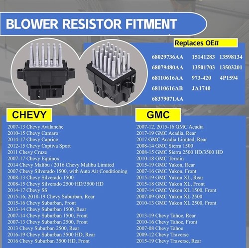 A/C Heater Blower Motor Resistor for Chevy GMC Cadillac - photo 5