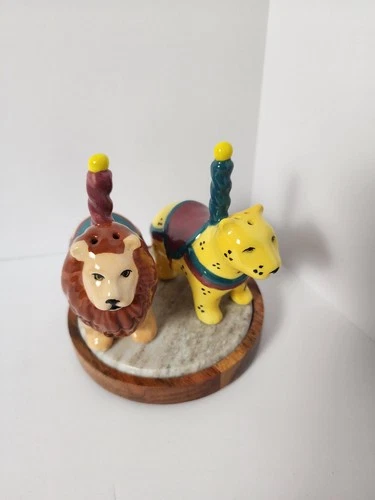 Vintage Carousel Lion & Cheetah Salt & Pepper Shakers