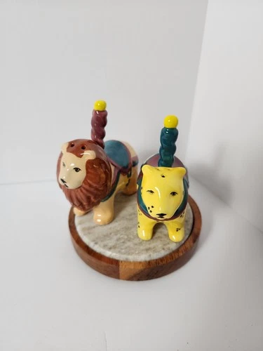 Vintage Carousel Lion & Cheetah Salt & Pepper Shakers - photo 2