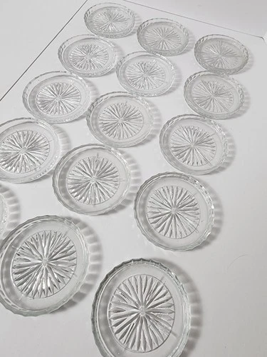 Set of 15 Vintage Federal Glass Starburst Coasters - MCM Clear D - photo 3