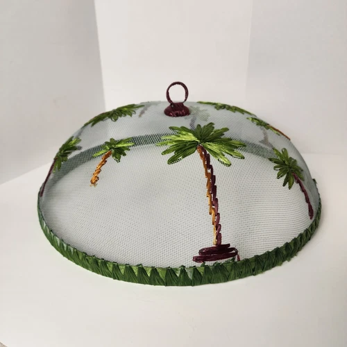 Vintage Wire Mesh Food Covers (4) Tropical Palm Trees 14" - photo 3