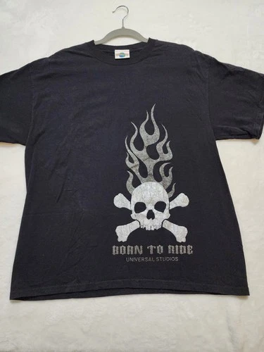 Vintage Universal Studios Born To Ride T-Shirt Skull Biker-Large