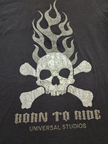 Vintage Universal Studios Born To Ride T-Shirt Skull Biker-Large - photo 2
