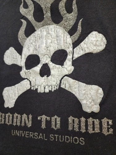 Vintage Universal Studios Born To Ride T-Shirt Skull Biker-Large - photo 3