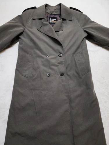 Vtg Womens LONDON FOG Trench Coat Paisley Lining Olive Sz 10 P - photo 2