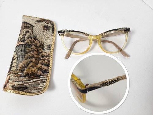 1950's Vintage American Optical Floral Cat Eye Glasses Frame