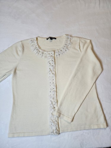 VTG Chadwick's Large Ivory Rhinestone Cotton Cardigan - photo 2
