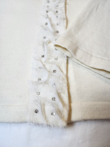 VTG Chadwick's Large Ivory Rhinestone Cotton Cardigan - photo 3