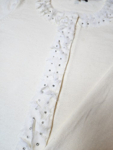 VTG Chadwick's Large Ivory Rhinestone Cotton Cardigan - photo 4
