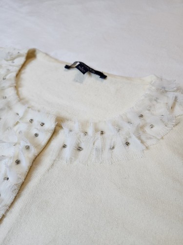 VTG Chadwick's Large Ivory Rhinestone Cotton Cardigan - photo 5