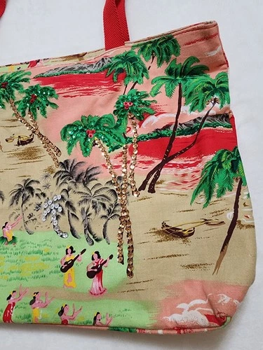 Vintage Hawaii Hula Girl Sequin Tote Bag & Coin Purse - photo 3