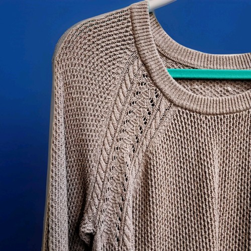 Ann Taylor LOFT Womens XL Crochet Knit Sweater Beige - photo 3