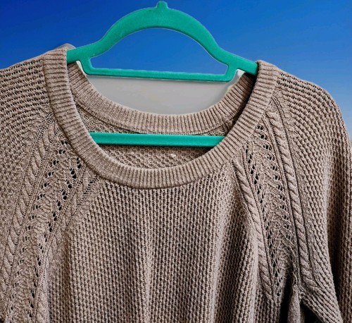 Ann Taylor LOFT Womens XL Crochet Knit Sweater Beige - photo 5