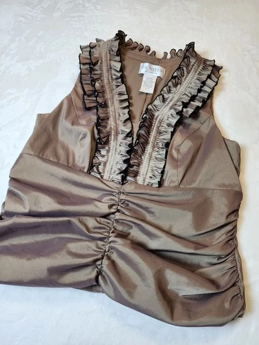 Vtg JR Nites Medium Romantic Shimmering Iridescent Ruffle Blouse - photo 2