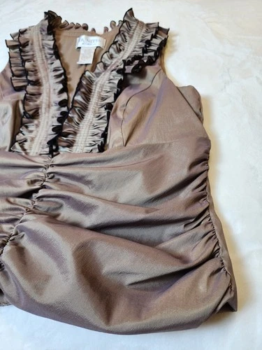 Vtg JR Nites Medium Romantic Shimmering Iridescent Ruffle Blouse - photo 3