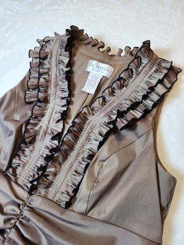 Vtg JR Nites Medium Romantic Shimmering Iridescent Ruffle Blouse - photo 4
