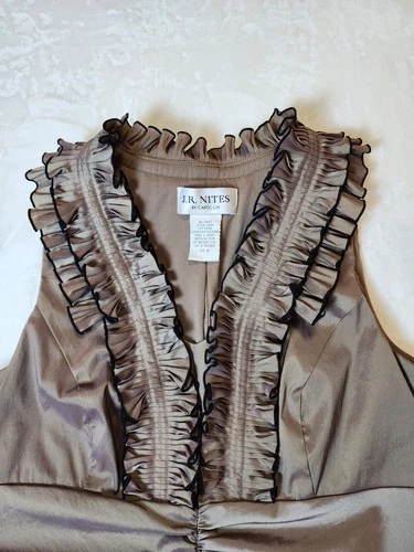 Vtg JR Nites Medium Romantic Shimmering Iridescent Ruffle Blouse - photo 5