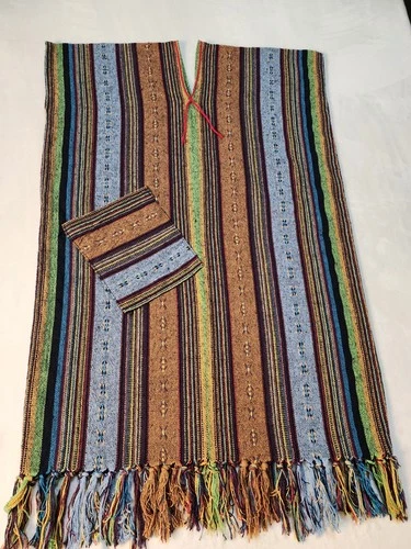 Unisex Poncho L Serape Southwestern Cotton Hand Woven