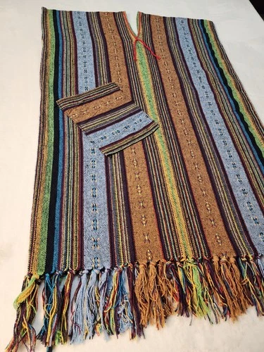 Unisex Poncho L Serape Southwestern Cotton Hand Woven - photo 2