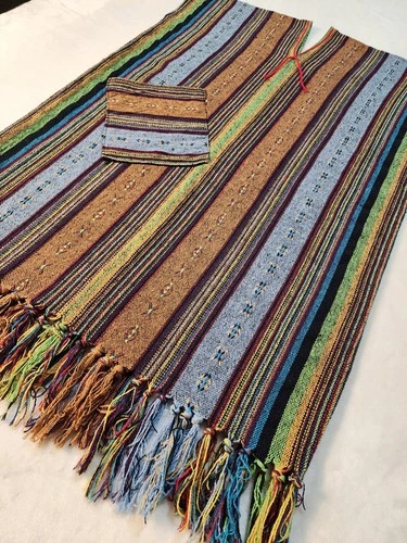 Unisex Poncho L Serape Southwestern Cotton Hand Woven - photo 3