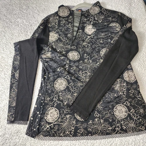 ANAC Kimi Blouse XL Mesh Lace Long Sleeve Top Art-to-Wear ~Flora - photo 2