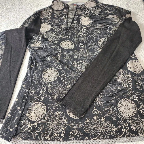 ANAC Kimi Blouse XL Mesh Lace Long Sleeve Top Art-to-Wear ~Flora - photo 3