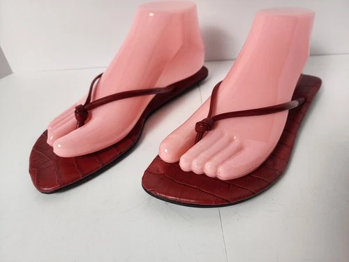 Lauren RL Womens 7.5 Millicent Sandals Embossed Croc Leather - photo 2