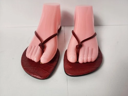 Lauren RL Womens 7.5 Millicent Sandals Embossed Croc Leather - photo 4
