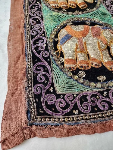 VTG 50's Handcrafted Burmese Kalaga Beaded Wall Tapestry 50"X15" - photo 2