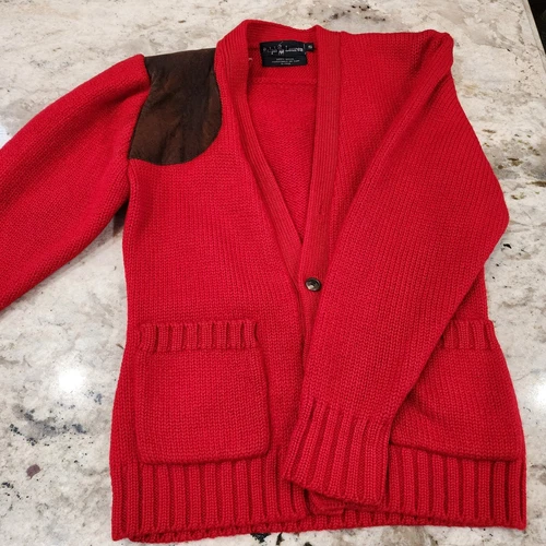 Vintage Polo Ralph Lauren Cardigan Sweater Shoulder Patch Huntin